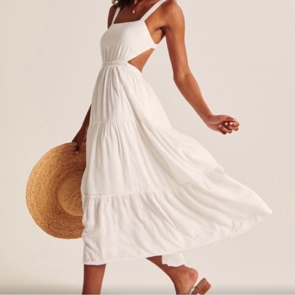 Abercrombie & Fitch White Tiered Maxi Sundress
